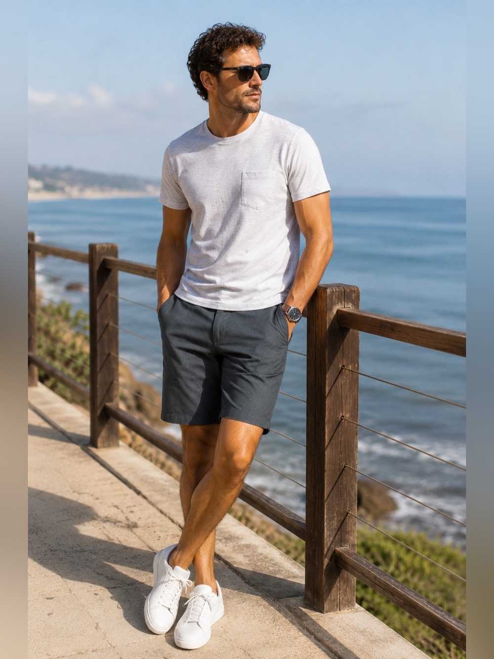 Hang Ten Men’s Gray Flat Front Shorts Size 34 Lightweight Casual Chino